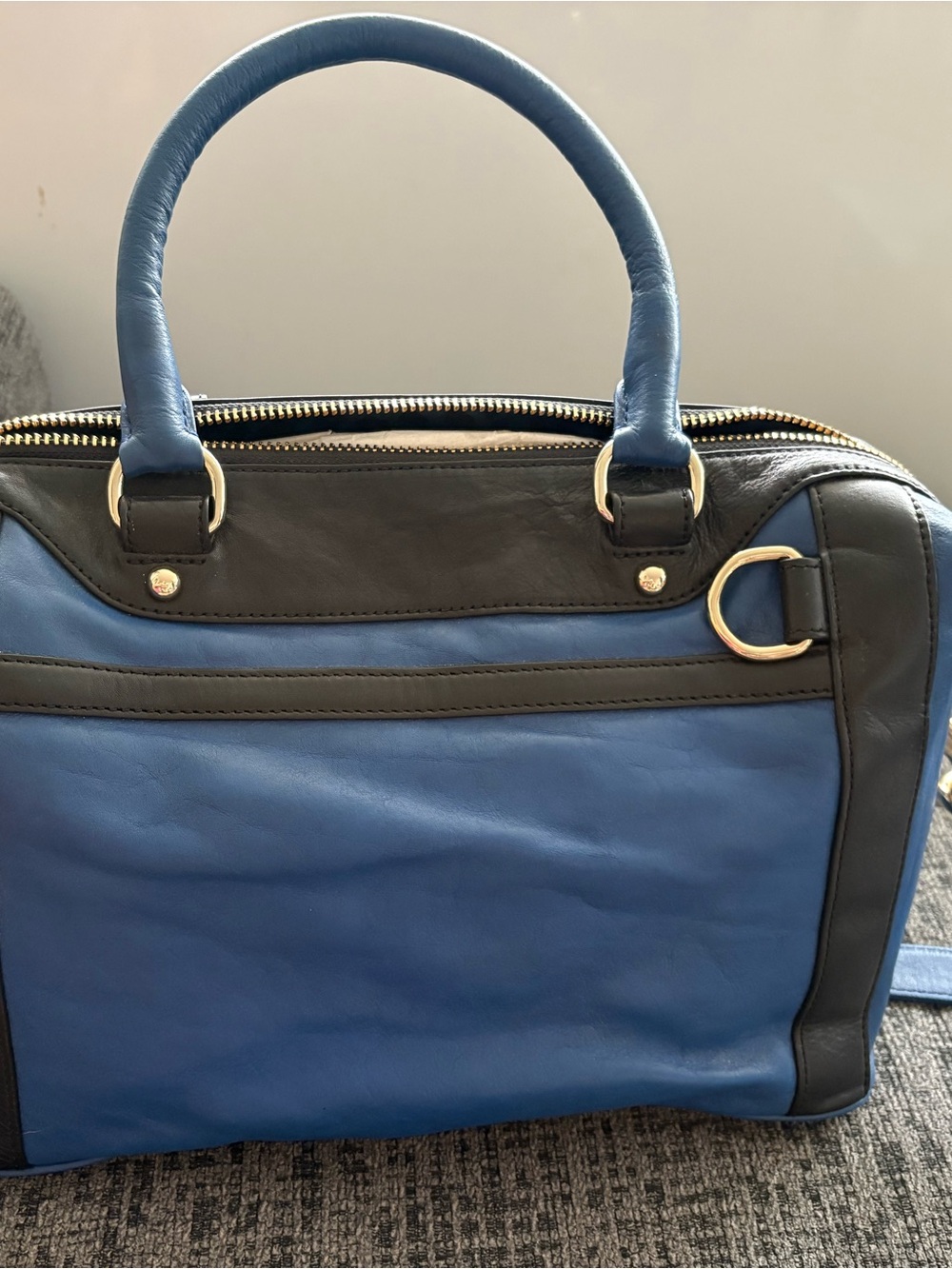 Rebecca Minkoff mini MAB in Electric Blue with Leopard Print Lined Interior NWT